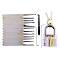 Transparent Practice Padlock with Canvas Bag 15PCS Lockpicking Tools White Silicon Case (Combo 6)